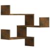 vidaXL 2-Piece Wall-Mounted Corner Shelf Set, Smoked Oak view 1