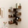 vidaXL 2-Piece Wall-Mounted Corner Shelf Set, Smoked Oak view 2