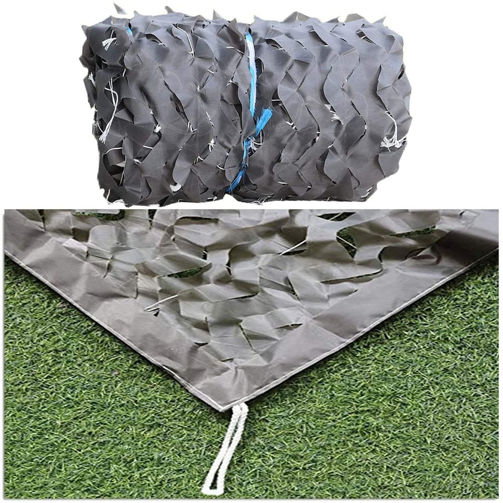 Gray Camouflage Net for Hunting, 2 x 3 m (6.5 x 9.8 ft), 3 x 4 m (9.8 x 13 ft), 4 x 5 m (13 x 16.5 ft), 5 x 6 m (16.5 x 19.5 ft)
