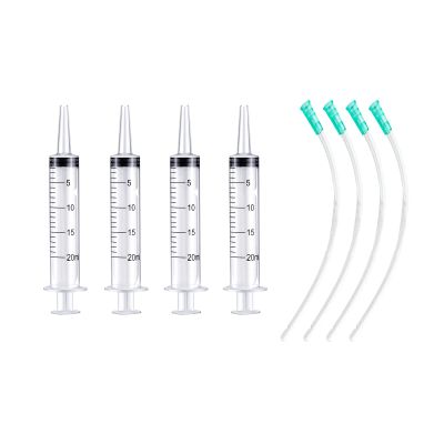 Cuyacili 4-Pack 20 mL Large Plastic Syringes Without Needles