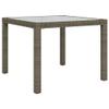 Makastle Gray Poly Rattan Outdoor Dining Table with Glass Top, 90 x 90 x 75 cm view 2