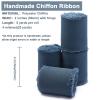 4 Rolls 2 in. x 4.5 m Dark Blue Handmade Fringed Chiffon Silk Ribbon view 2