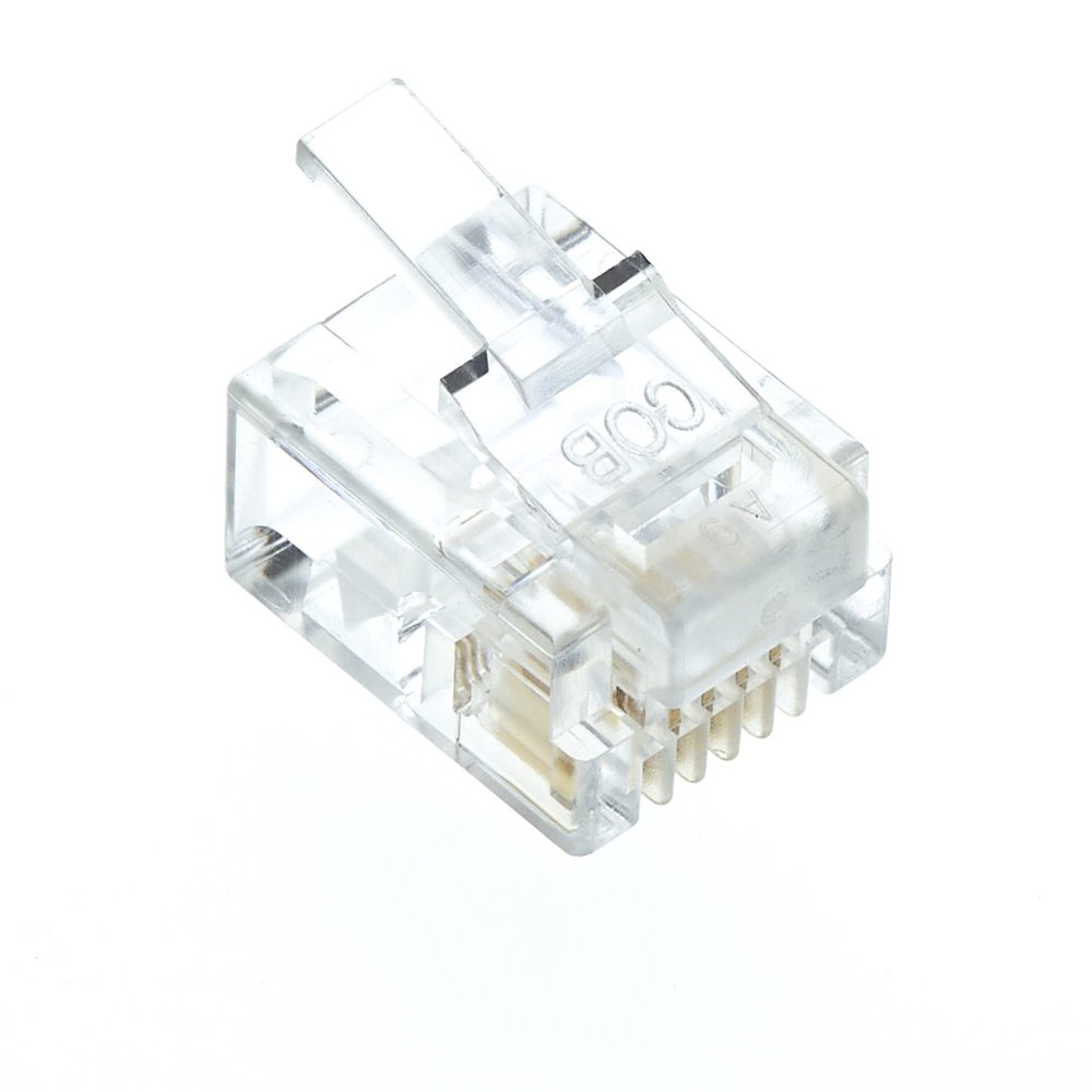 Keple RJ11 Modular Telephone Plugs, 6P4C, Clear, 10-Pack