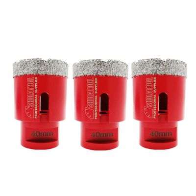 SHDIATOOL Diamond Core Drill Bits, 40 mm (1-3/5 in), M14 Thread, Vacuum-Brazed, 3-Pack