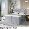 MEBLINI DALIA Box Spring Bed with Storage, 180 x 200 cm, H3, Light Gray Velvet view 2