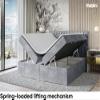 MEBLINI DALIA Box Spring Bed with Storage, 180 x 200 cm, H3, Light Gray Velvet view 3