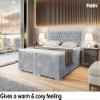 MEBLINI DALIA Box Spring Bed with Storage, 180 x 200 cm, H3, Light Gray Velvet view 4