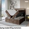 MEBLINI Lara Box Spring Bed with Storage, Mattress & Topper, 160 x 200 cm, H4, Black Velvet view 3