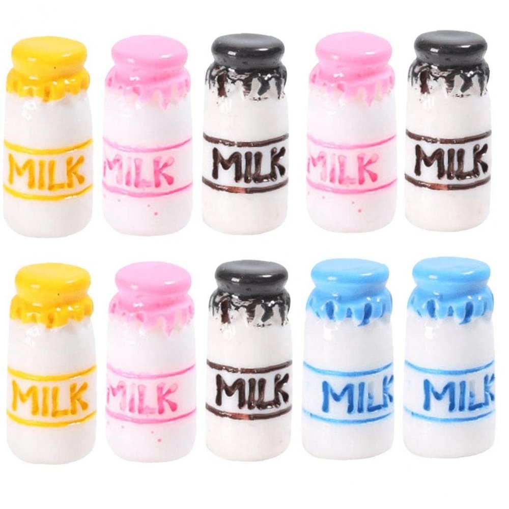 Vepoty 10-Piece Resin Milk Bottle Charms for DIY Jewelry