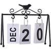 Modern Iron Bird Perpetual Desk Calendar – Wood Flip Calendar Decoration view 1