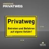 Private Road Sign | 30 x 20 cm | Weather-Resistant UV-Protected PVC | Signal Yellow | Enter and Drive at Your Own Risk | No Passage or Through Traffic view 2