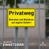 Private Road Sign | 30 x 20 cm | Weather-Resistant UV-Protected PVC | Signal Yellow | Enter and Drive at Your Own Risk | No Passage or Through Traffic view 3