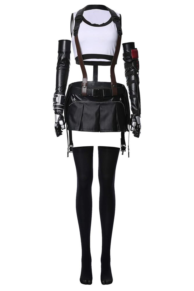 Seaehey Tifa Lockhart Cosplay Costume Outfit for Women, Black, M