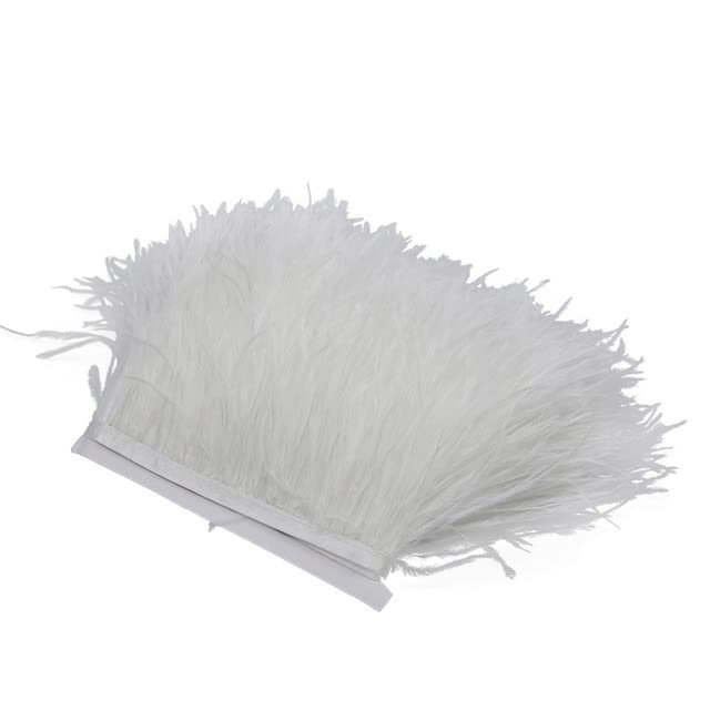 YAHUO 8–10 cm Ostrich Feather Trim, 1 m Ribbon for DIY Crafts and Wedding Dress Decoration