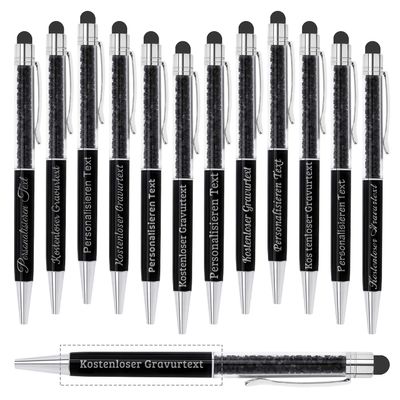 Angry Egg Boy 96 Personalized Ballpoint Pens with Names, Touchscreen Cap, Black Ink