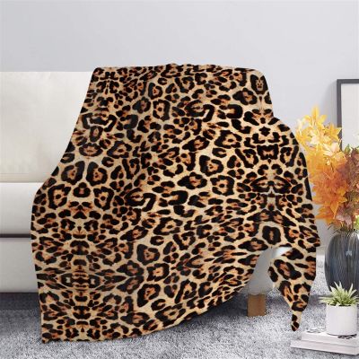 CLOHOMIN Brown Leopard Print Microfiber Throw Blanket for Sofa, Couch, and Bed
