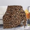 CLOHOMIN Brown Leopard Print Microfiber Throw Blanket for Sofa, Couch, and Bed view 1