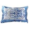 Natural 22mm Mulberry Silk Satin Pillowcase, Blue Porcelain, Curved Closure, 500 x 740 mm view 1