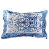Natural 22mm Mulberry Silk Satin Pillowcase, Blue Porcelain, Curved Closure, 500 x 740 mm view 2