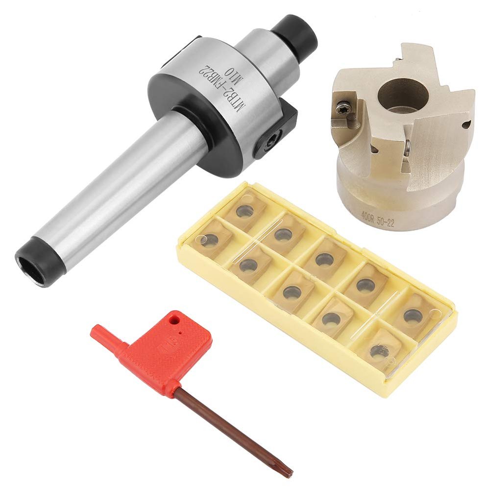 Tyenaza Face Mill, MT2 FMB22 Extension Rod, 400R 50-22 Milling Head with 10 AP**MT1604 CNC Inserts