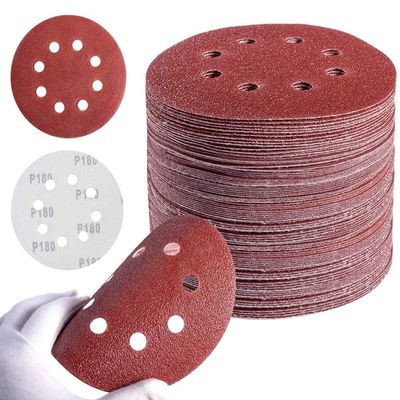 15-Piece 5-Inch 125 mm 8-Hole Aluminum Oxide Hook-and-Loop Sanding Discs, Grits 60–1200, Selected Grit 150