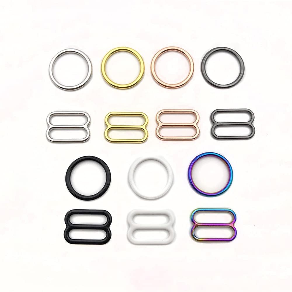 TOUFA 10 Sets (20 Pieces) Bra Rings and Strap Adjusters, 6 Colors