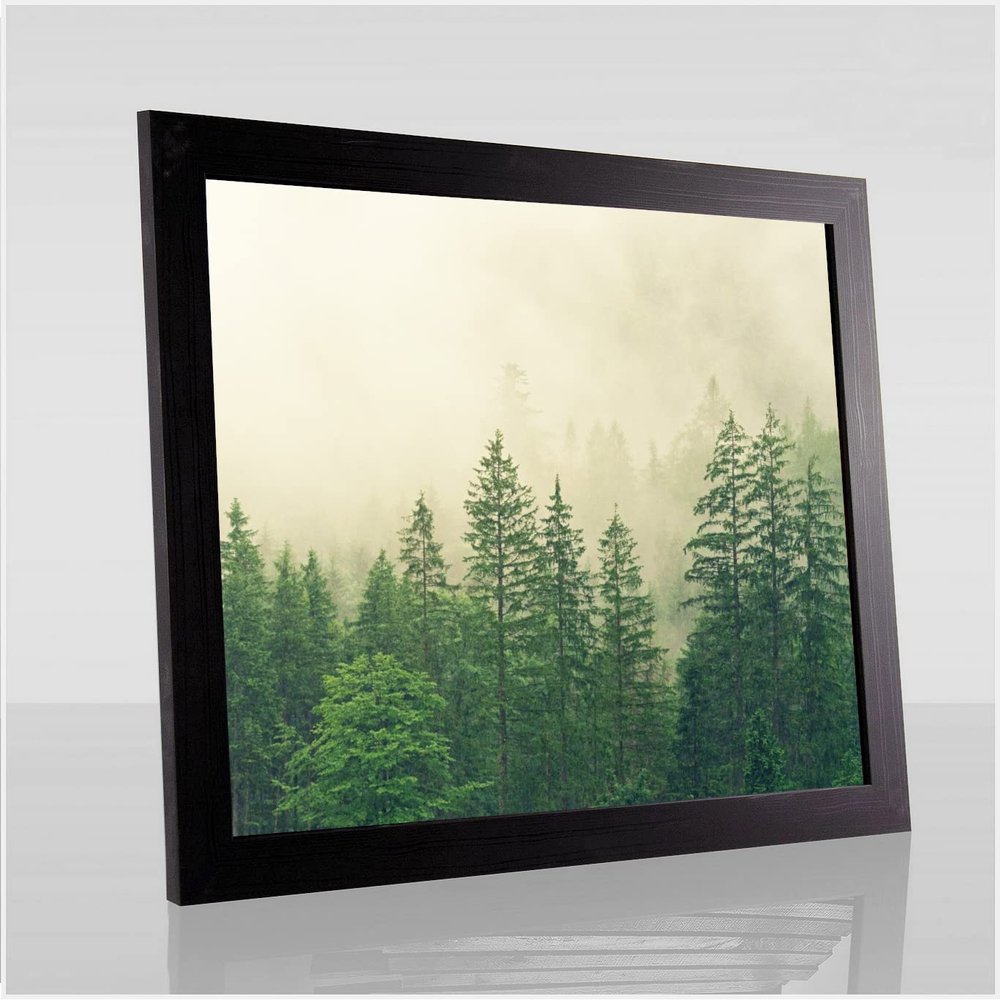 Monaldo Deluxe Poster Frame 30 x 24 cm, Black Wood-Grain, White Backing, Anti-Glare Acrylic