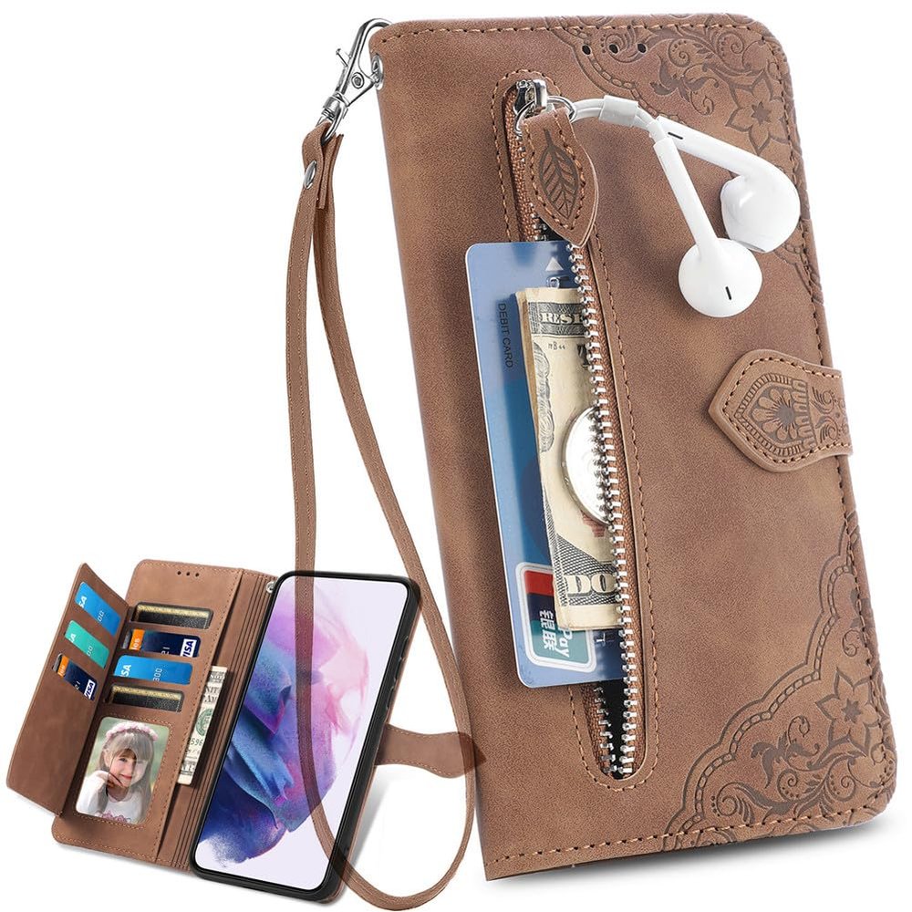 BAILI Wallet Flip Case for realme 6 Pro with Zipper