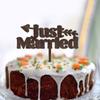 Just Married Mr & Mrs Personalized Wooden Silhouette Cake Topper view 2