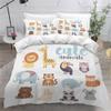 Aolity 4-Piece Bedding Set, 135 x 200 cm, Zoo Cartoon Design, with 2 Pillowcases view 1