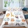 Aolity 4-Piece Bedding Set, 135 x 200 cm, Zoo Cartoon Design, with 2 Pillowcases view 2