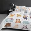 Aolity 4-Piece Bedding Set, 135 x 200 cm, Zoo Cartoon Design, with 2 Pillowcases view 3