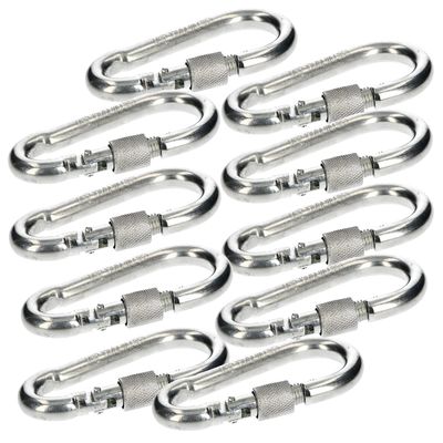 KOTARBAU 10-Piece Firefighter Carabiner Hook Set with Screw Lock, 90 x 9 mm, for Ropes and Chains