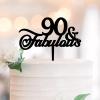 90th Birthday Cake Topper, Personalized, Black Acrylic view 1