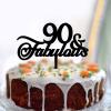 90th Birthday Cake Topper, Personalized, Black Acrylic view 2