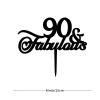 90th Birthday Cake Topper, Personalized, Black Acrylic view 3