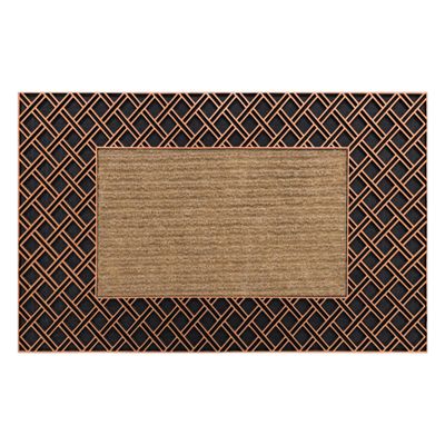 rugsx BH 107 Grid Door Mat, Non-Slip, Indoor/Outdoor, Rubber, Brown, 40 x 70 cm