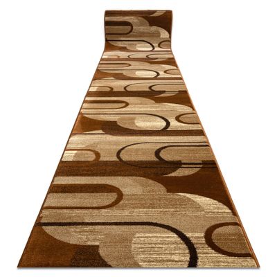 rugsx ROYAL HE405 Geometric Runner Rug – Brown/Cream, 100 x 480 cm