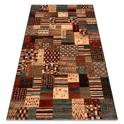 rugsx KASHQAI 4353 990 Patchwork Wool Rug, Terracotta/Beige, 200 x 300 cm
