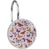 12-Pack Decorative Shower Curtain Hooks, Stainless Steel Rings with Pink Butterfly Pattern view 1