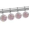 12-Pack Decorative Shower Curtain Hooks, Stainless Steel Rings with Pink Butterfly Pattern view 2