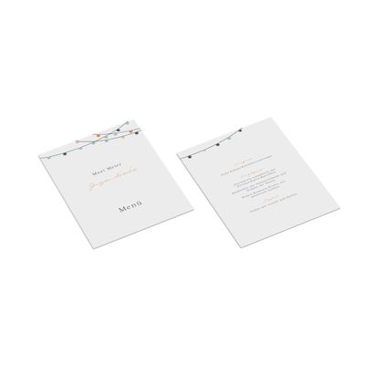 easyprint Personalized Menu Cards – Fairy Light Design – DIN A6, Double-Sided, Orange, 10 pcs