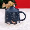 LUVYIMO Creative Christmas Mug with Lid, Ceramic Coffee Cup, Blue view 2