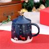 LUVYIMO Creative Christmas Mug with Lid, Ceramic Coffee Cup, Blue view 3