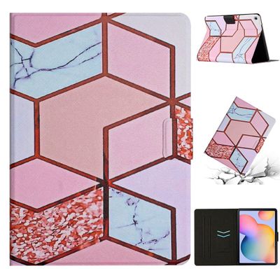 XFDSFDL Case for Samsung Galaxy Tab S6 Lite SM-P613/P619 2022 (10.4-inch), PU Leather Flip Cover with Marble Pattern, Stand, Pockets and Auto Wake/Sleep, Pink