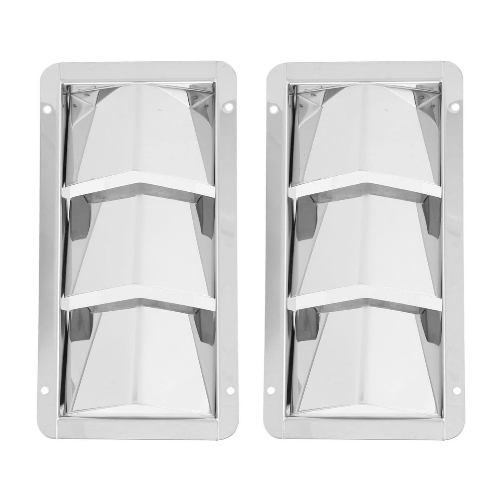 1 Pair Marine 3-Slot Louver Vent Covers, 210 x 110 mm Stainless Steel Square Grilles