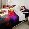 Full-Size Gymnastics Dance Rainbow Watercolor Tie-Dye Bedding Set for Girls, Black view 2
