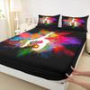 Full-Size Gymnastics Dance Rainbow Watercolor Tie-Dye Bedding Set for Girls, Black view 4