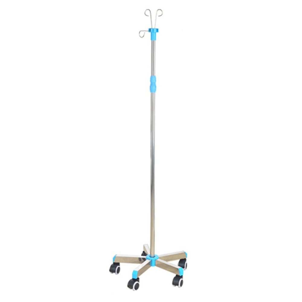 ETELIN Portable IV Pole, Height-Adjustable Infusion Bag Stand with 4 Hooks