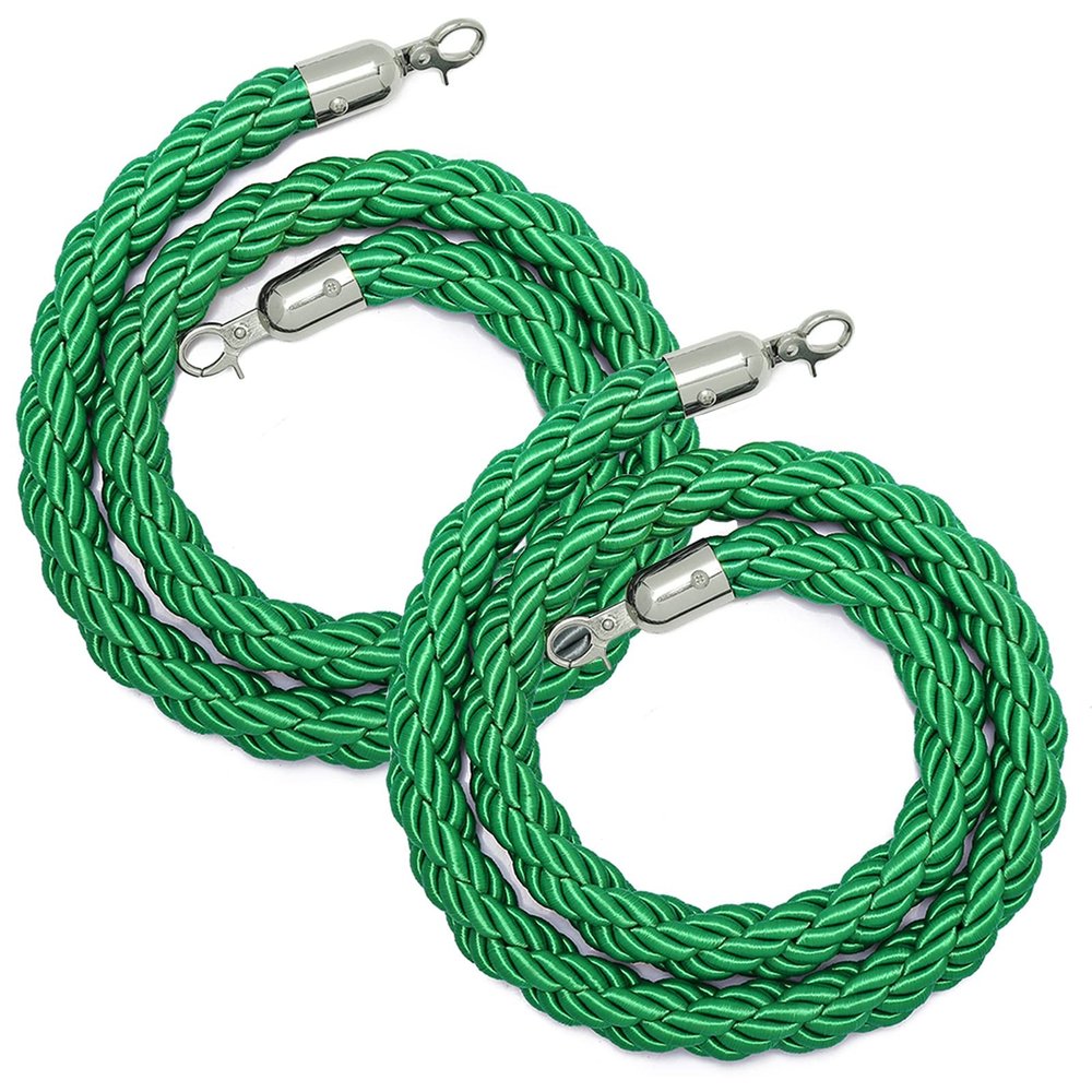 Green Queue Barrier Rope, 2 ft/0.6 m